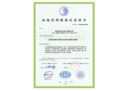 環(huán)境管理體系認(rèn)證證書